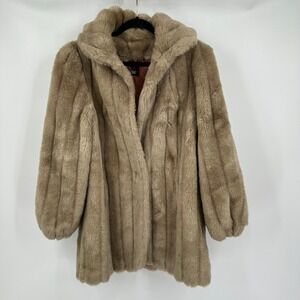 Vintage Jordache Faux Fur Coat‎ Womens Size 9/10 Old Money 80s Made in USA